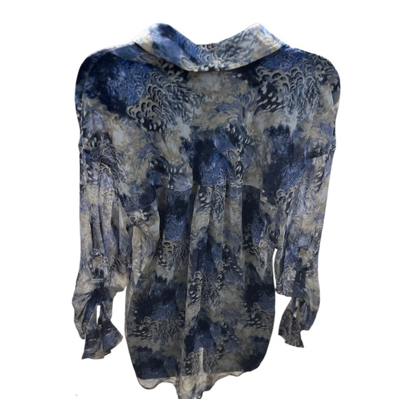 Free People Easy Rider Sheer Chiffon Button Down No Size Tag - Picture 4 of 7